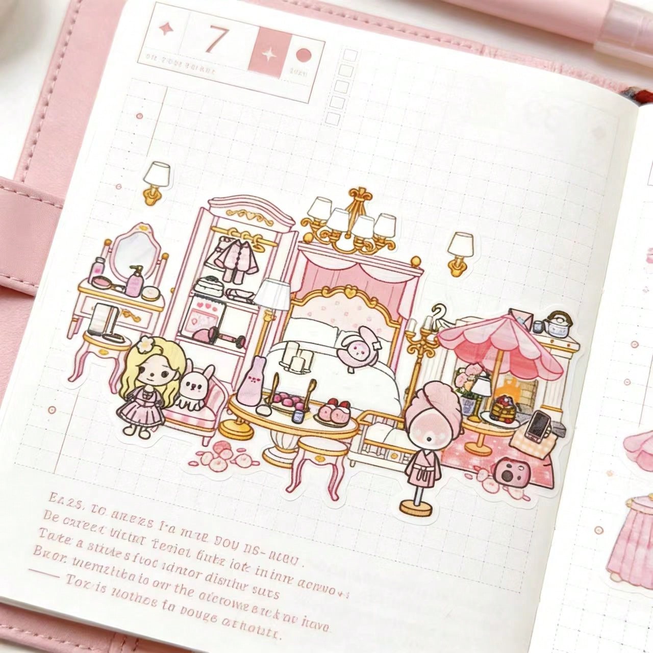 Art Craft Hotel - ピンクの桜の木ホテルの部屋DIYキッズクラフトステッカーキット、教育用手作りジャーナルデコレーションシーン構築玩具材料！