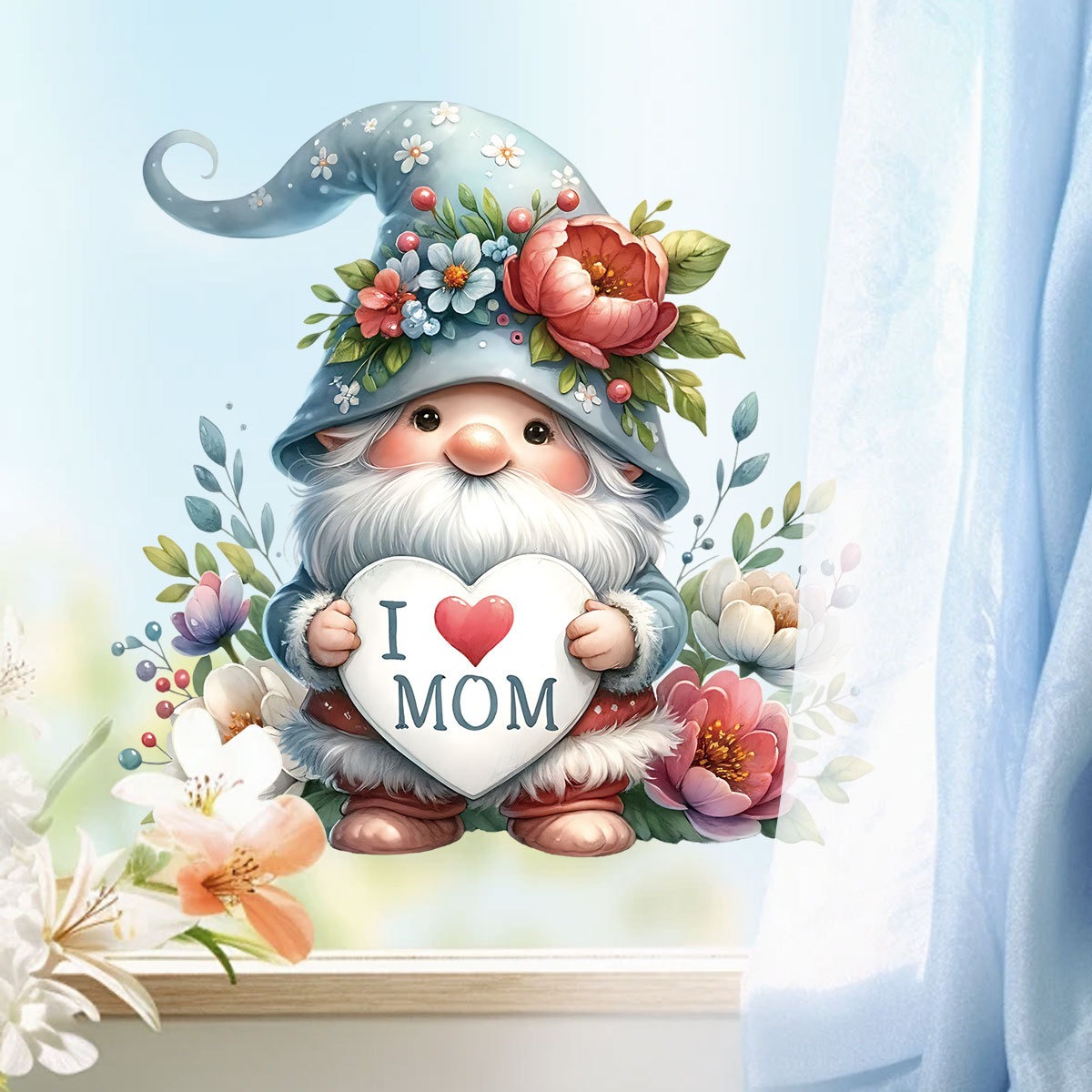 Art Craft Mother'S Day - 母の日ウォールステッカーかわいいノームラブバルーンデカール家の装飾粘着紙DIYアートクラフト