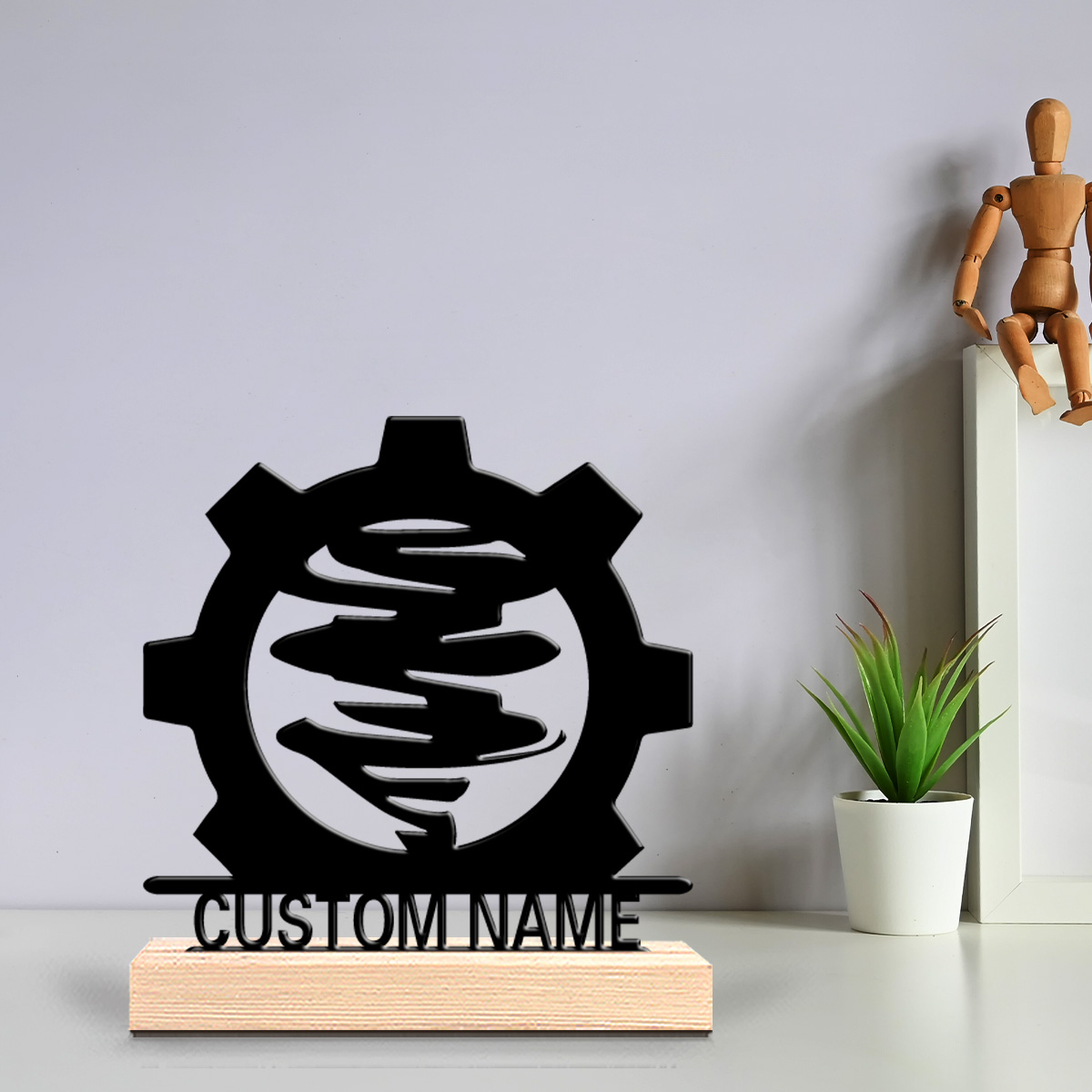 Art Craft Table - 1個入り クリエイティブギア トルネード カスタムテキスト ブリキ製置物 金属製オーナメント