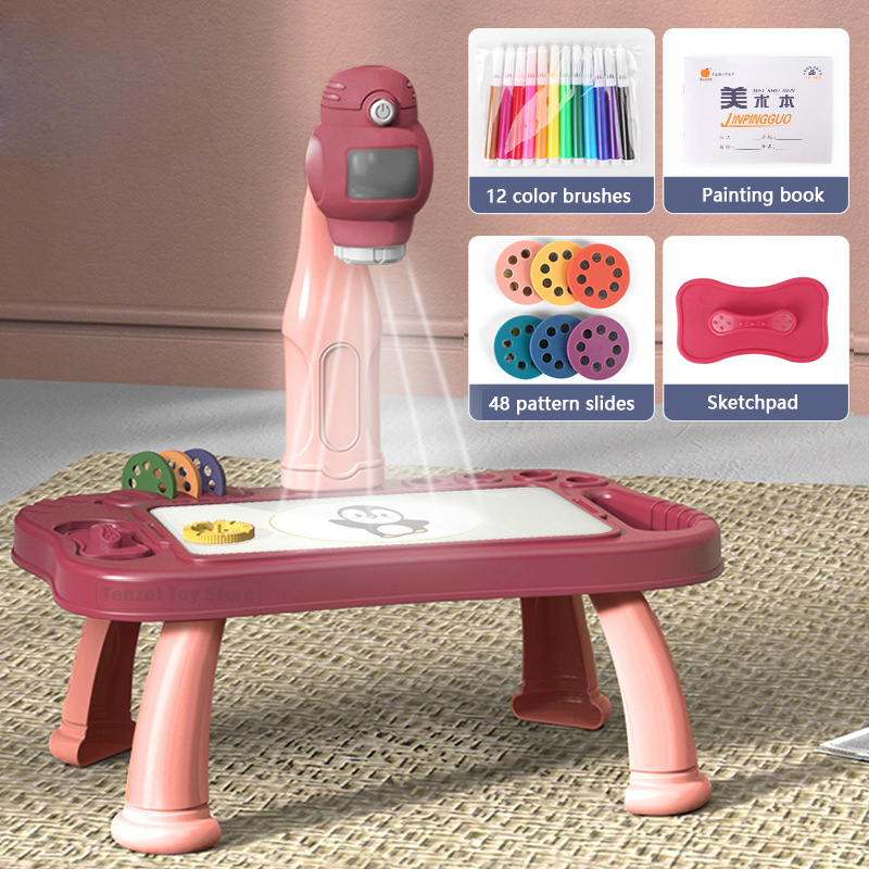 Art Craft Table - 子供のためのインテリジェントなプロジェクターセット,教育玩具,手工芸品の描画,絵画ツール