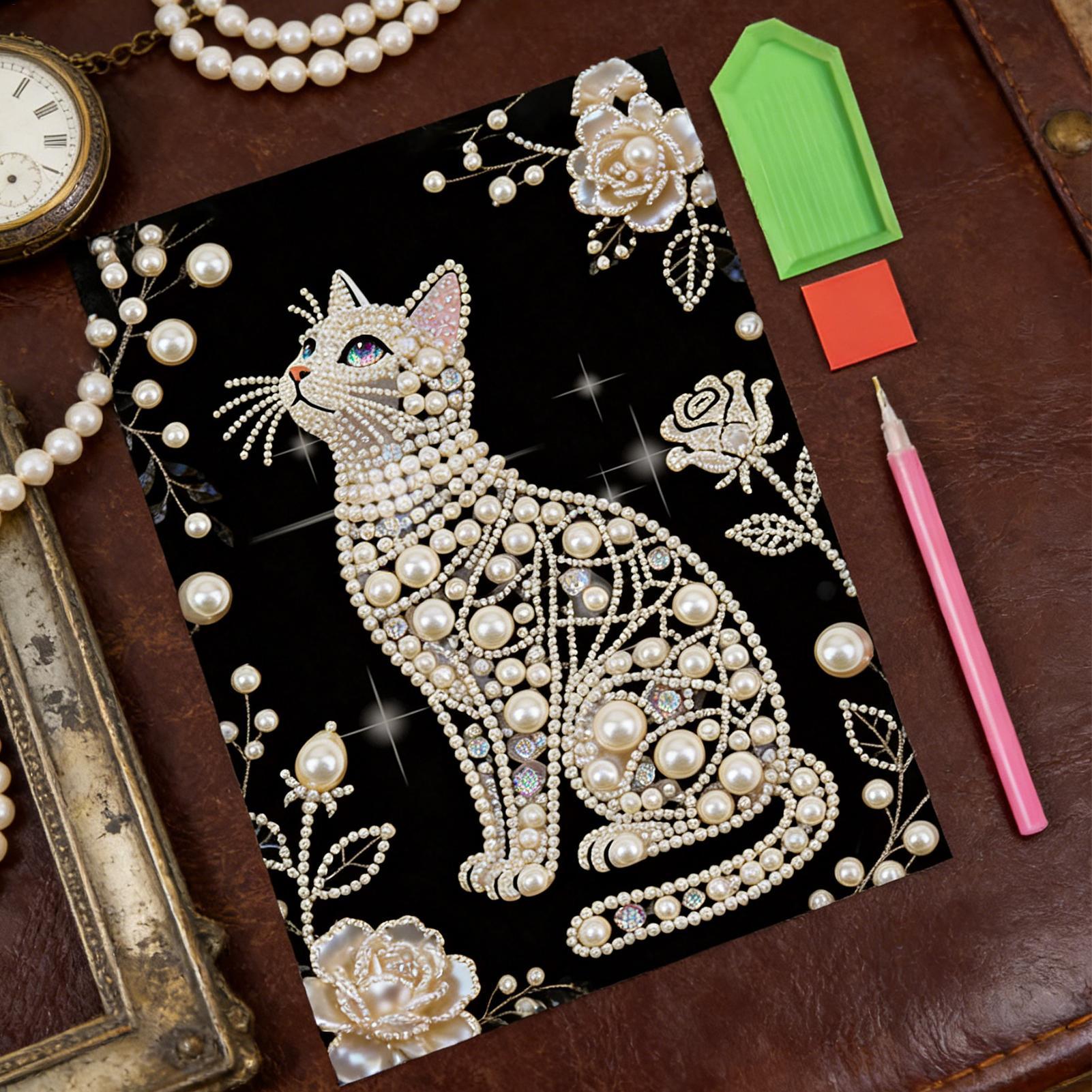 Art Craft Mother'S Day - 猫型パールペイントキット DIYビーズフレームレス手作りクラフト 5Dダイヤモンドアート ホームウォールデコレーション 女性 母の日ギフト