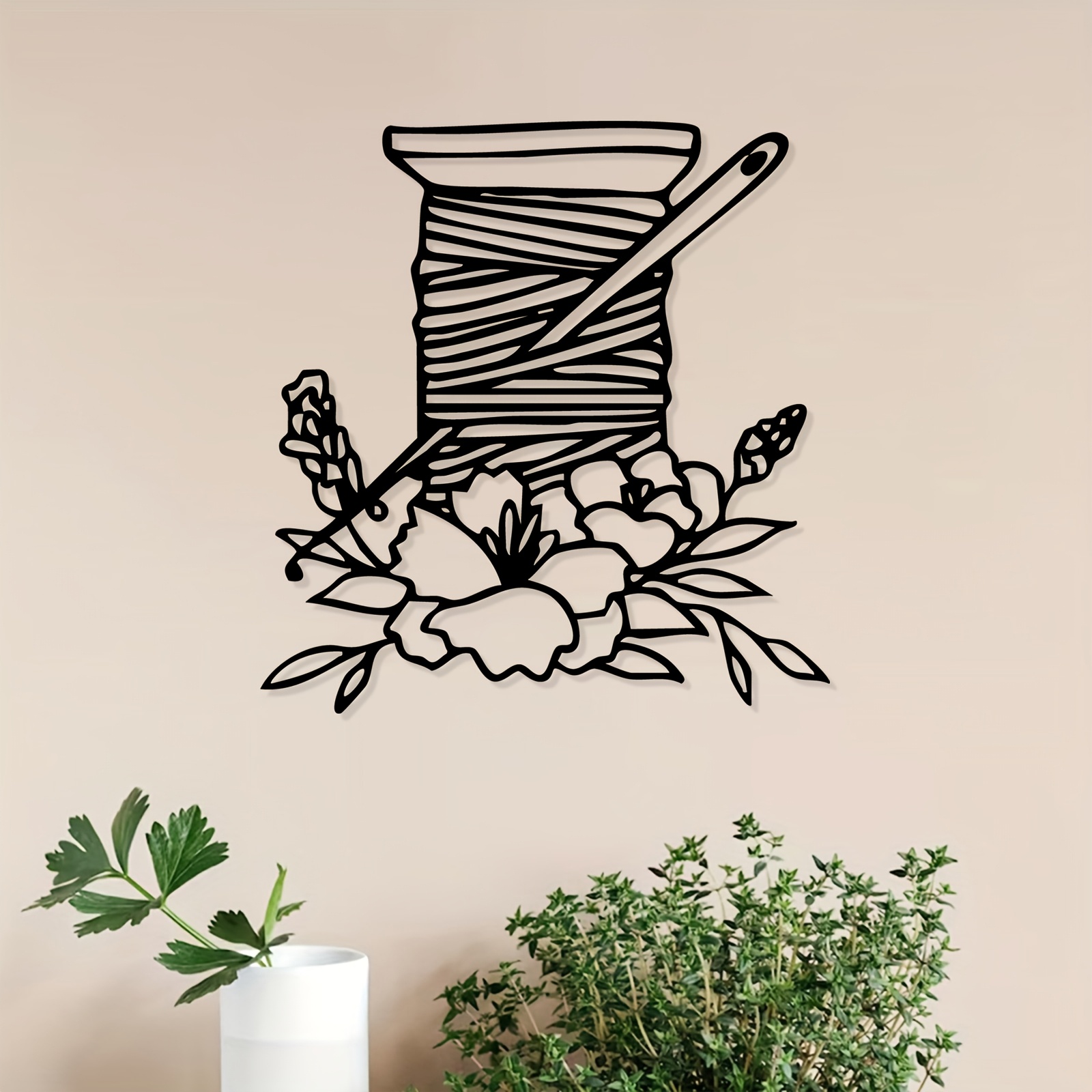 Art Craft Mother'S Day - 糸巻き器花柄メタルウォールアート鉄製縫製彫刻ガーデンハンギング壁画母の日感謝祭クラフト愛好家の装飾ギフト