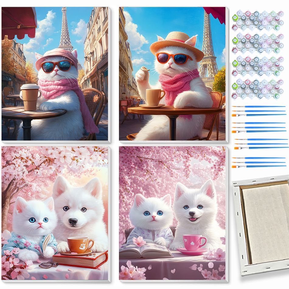 Art Craft Ideas For Adults - CHENISTORY かわいいペット 数字塗り絵 大人向けクラフト DIYアイデア 動物クラフト