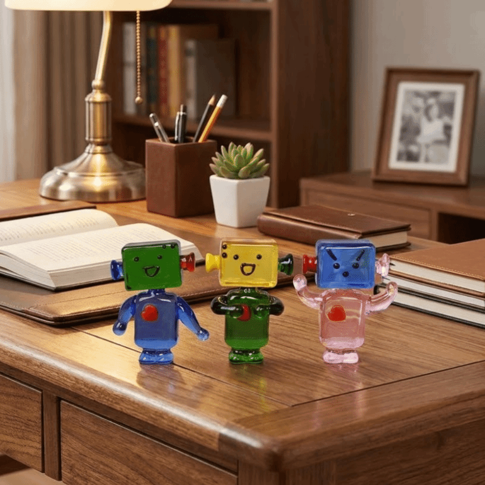 かわいいカラフルな顔のロボット装飾品漫画透明手作りガラスアー - Art Craft Robot のレビューと価格