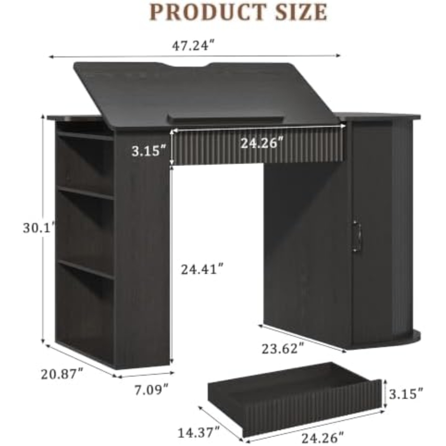 収納キャビネットと引き出し付き製図台、オープンシェルフ付き調 - Art Craft Table のレビューと価格