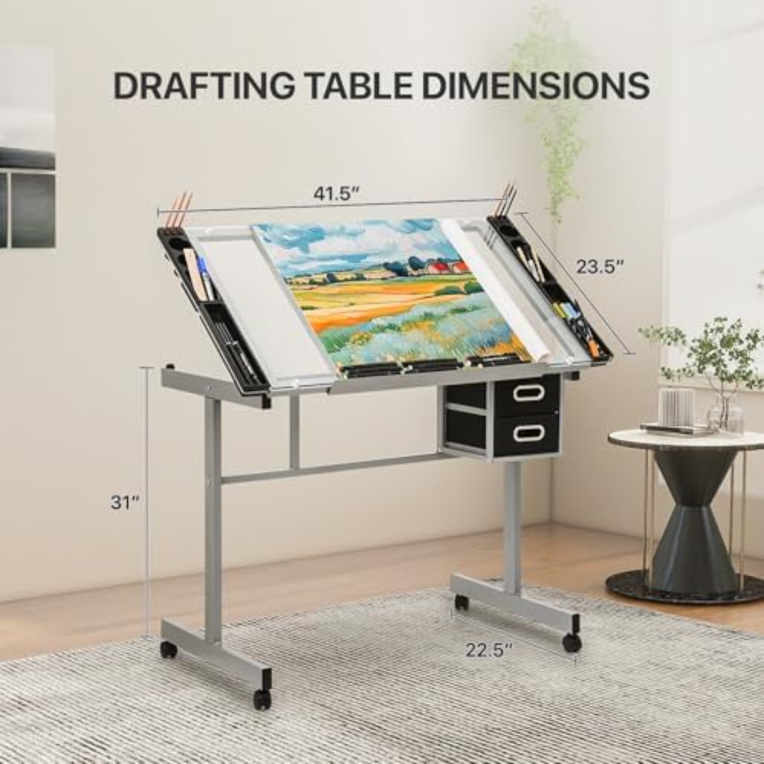 大人・ティーン向けプロフェッショナル製図台、ライトグレー | - Art Craft Table のレビューと価格