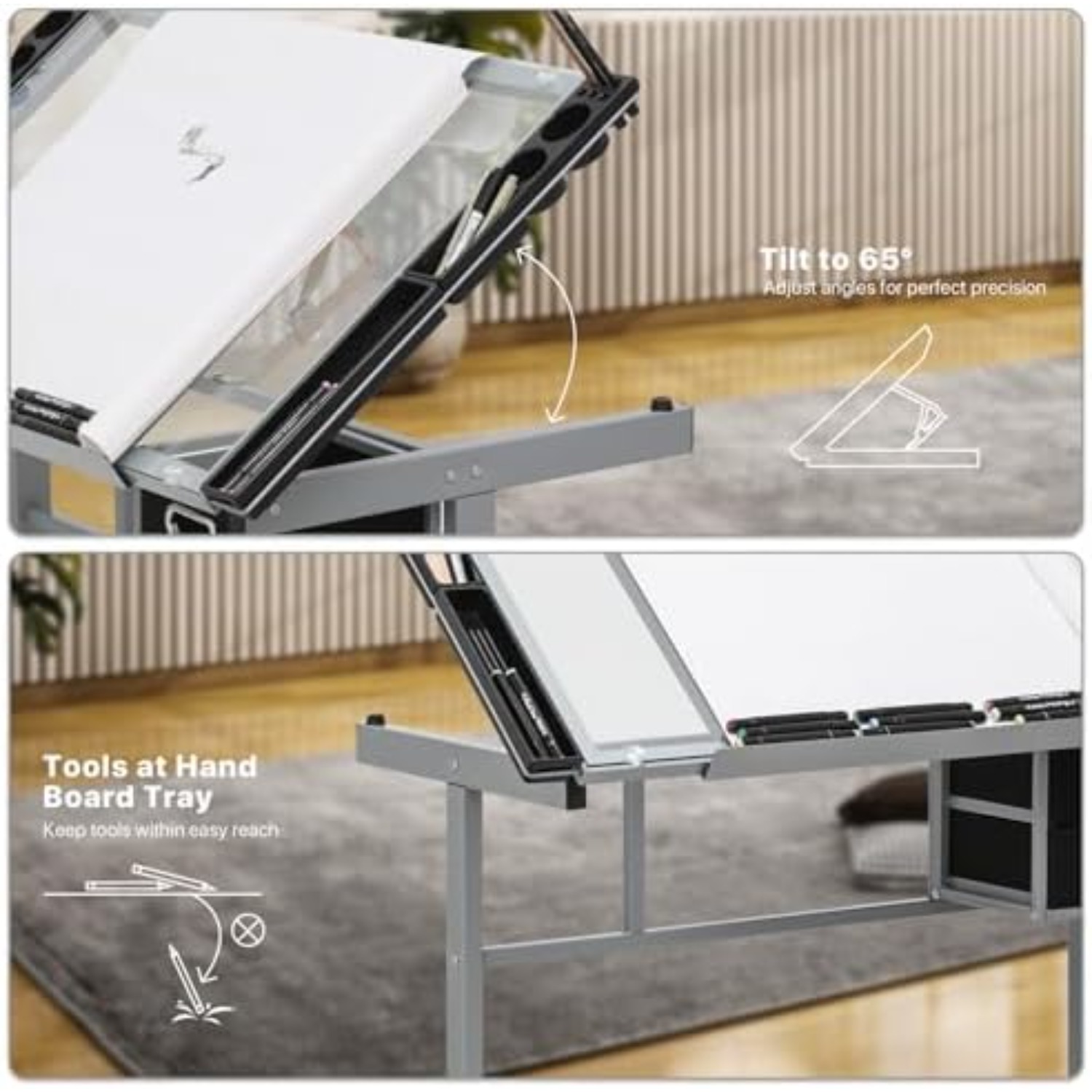 大人・ティーン向けプロフェッショナル製図台、ライトグレー | - Art Craft Table のレビューと価格