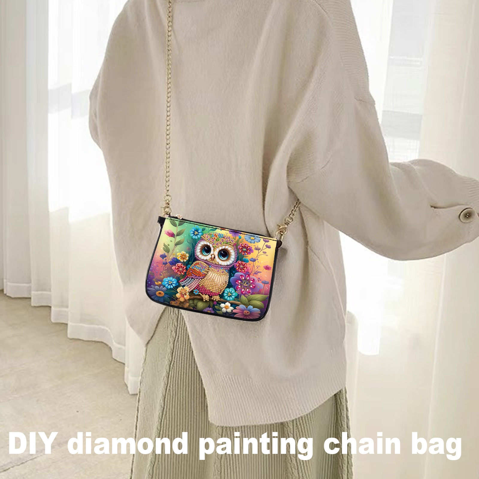 カラフルなフクロウのダイヤモンドアート絵画バッグキット（大人 - Art Craft Kits For Adults のレビューと価格