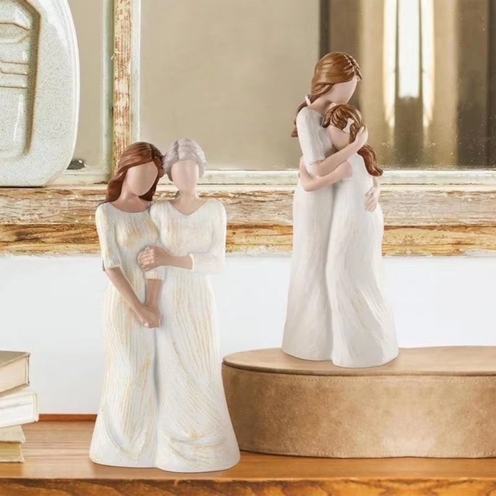 手描きの母娘像樹脂工芸品モダンなママが娘を抱きしめる彫刻エレ - Art Craft Mother'S Day のレビューと価格