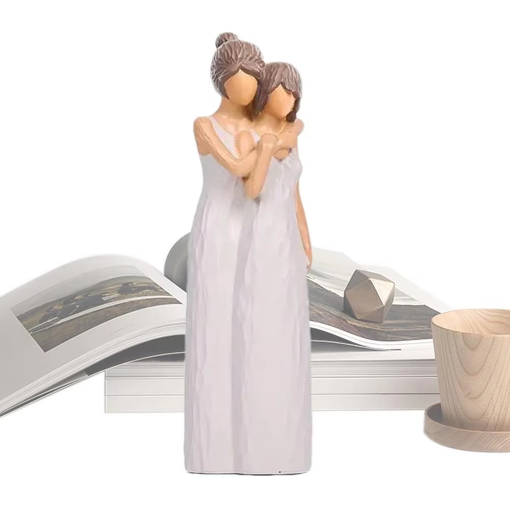 手描きの母娘像樹脂工芸品モダンなママが娘を抱きしめる彫刻エレ - Art Craft Mother'S Day のレビューと価格