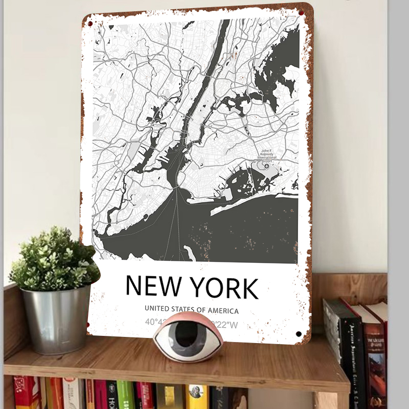 ニューヨークシティマップアートメタルウォールデコレーションモ - Art And Craft New York のレビューと価格