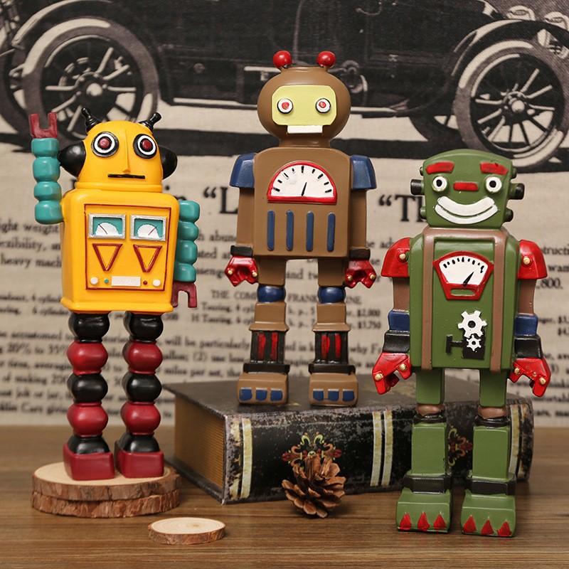 漫画ロボット像の置物工芸品かわいいオフィス癒しの装飾家の窓の - Art Craft Robot のレビューと価格