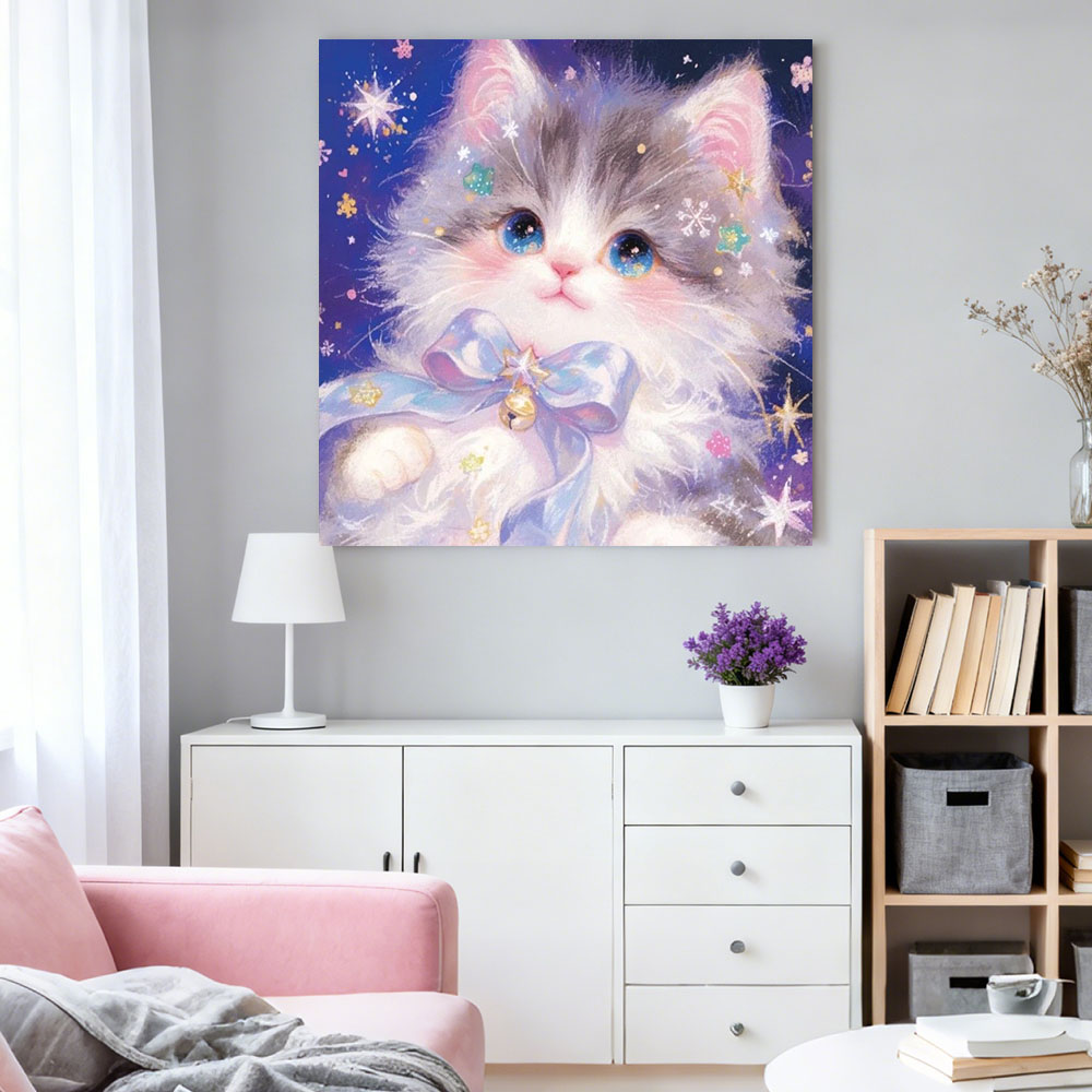 AB ダイヤモンドペインティングかわいい猫フルスクエアラウン - Wallpaper Art And Craft のレビューと価格