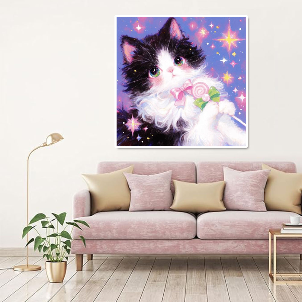 AB ダイヤモンドペインティングかわいい猫フルスクエアラウン - Wallpaper Art And Craft のレビューと価格