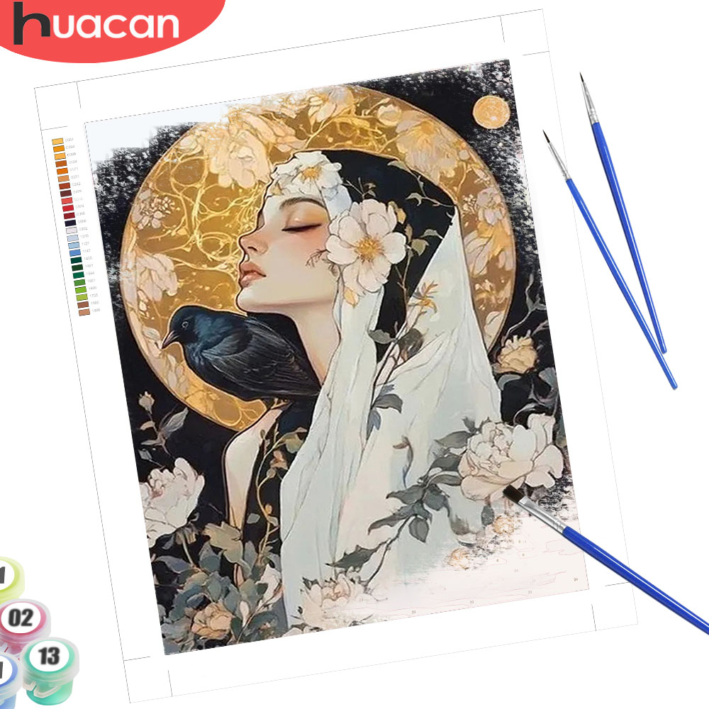 HUACAN DIY油絵 数字塗り絵 女性の肖像画 油絵 月 - Art Craft Picture のレビューと価格
