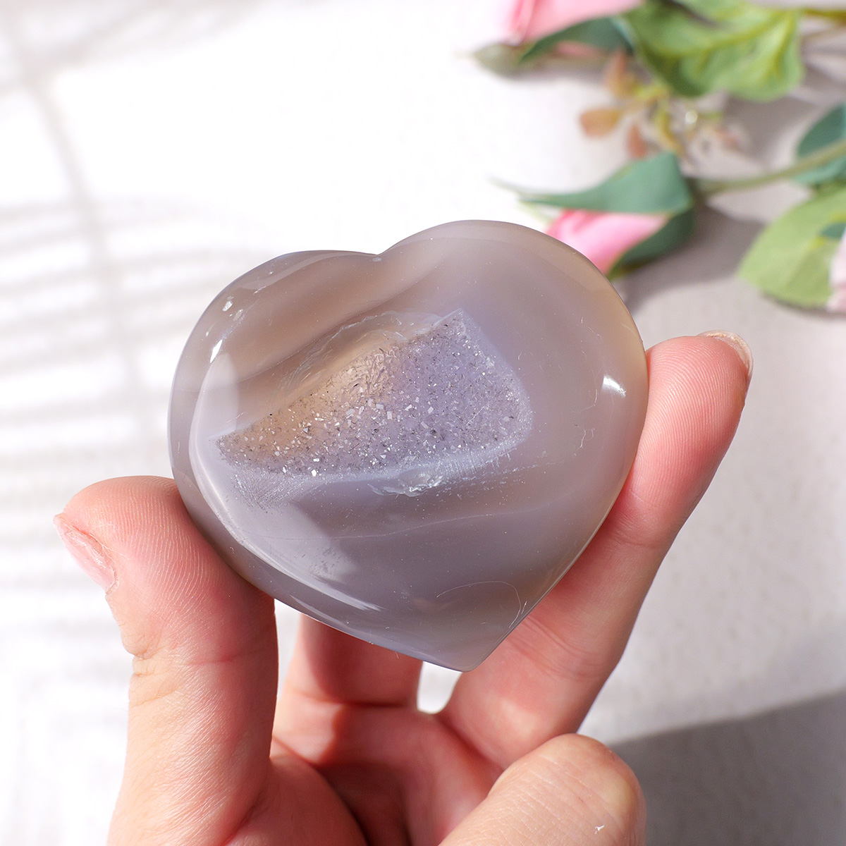 1PC 天然瑪瑙愛ハート形ホームデコレーションストーンには天 - Art Craft Mother'S Day のレビューと価格