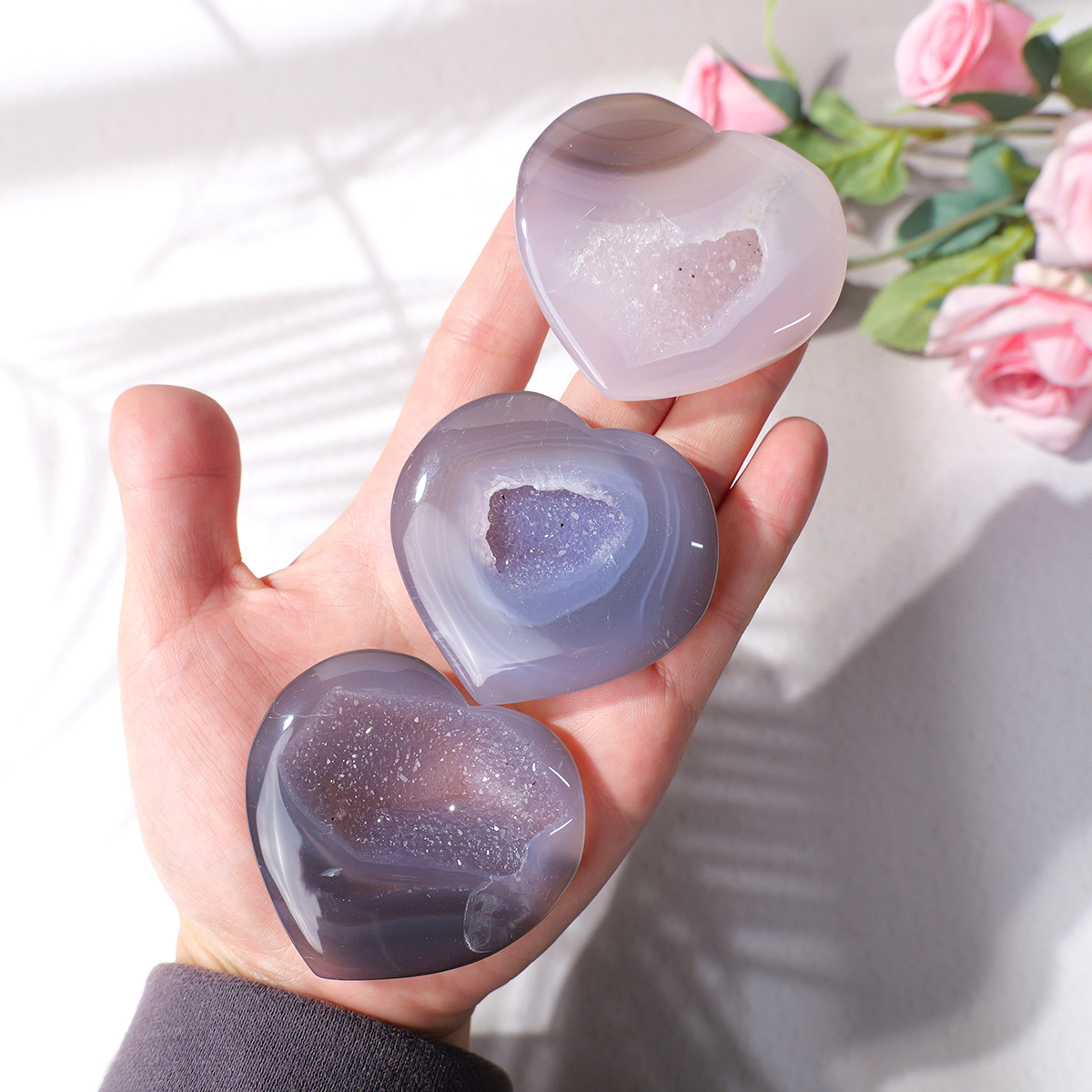 1PC 天然瑪瑙愛ハート形ホームデコレーションストーンには天 - Art Craft Mother'S Day のレビューと価格