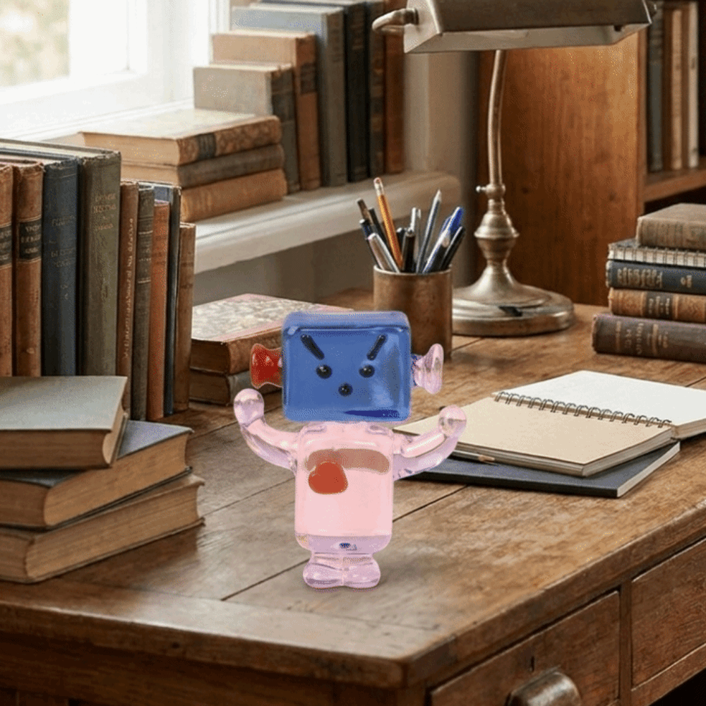 かわいいカラフルな顔のロボット装飾品漫画透明手作りガラスアー - Art Craft Robot のレビューと価格