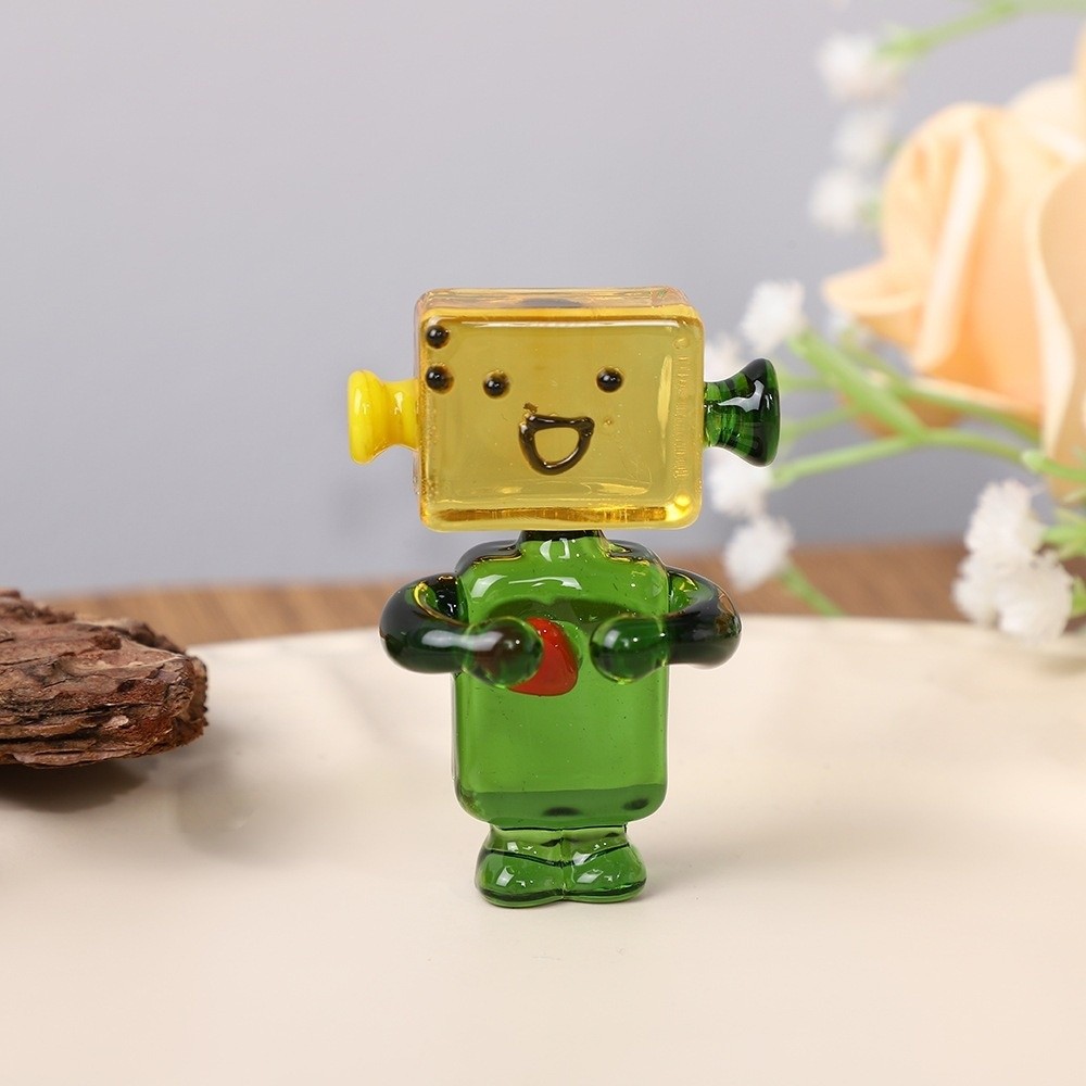 かわいいカラフルな顔のロボット装飾品透明アートクラフト手作り - Art Craft Robot のレビューと価格